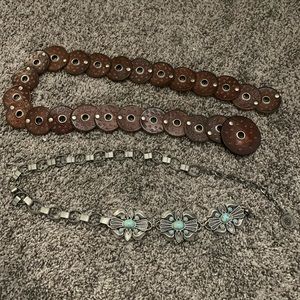 Western Leather Circle Belt & Silver Turquoise Belt